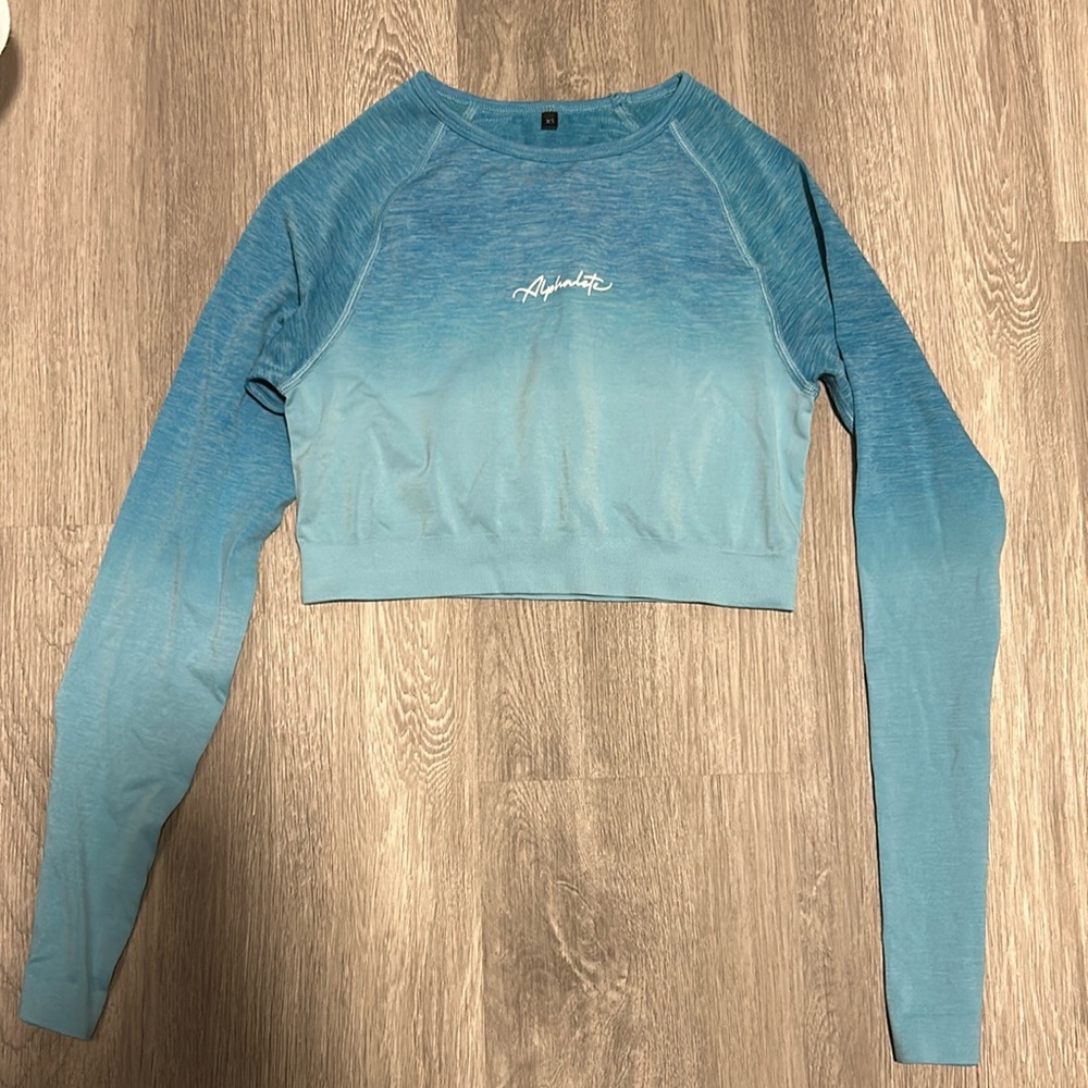 Alphalete amplify long sleeve blue ombré top.